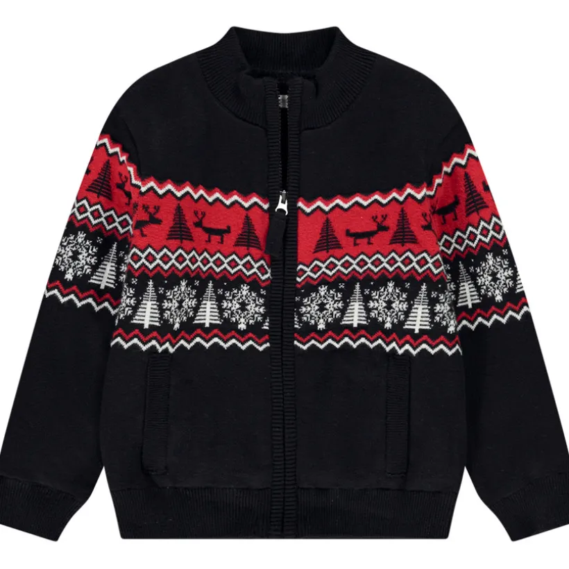 Gilet en tricot jacquard motif Noël pour garçon