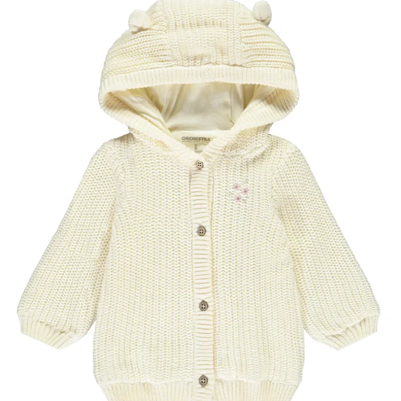 Gilet en tricot perlé avec capuche ludique pour bébé fille