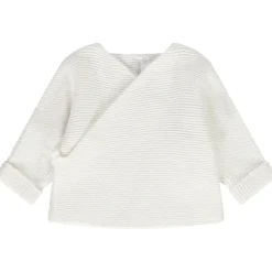 Gilet en tricot point mousse effet cache-coeur pour bébé fille