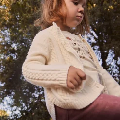 Gilet en tricot torsadé fantaisie forme poncho pour bébé fille