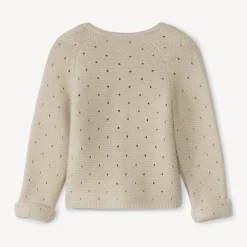 Gilet en tricot uni en maille pointelle effet ajouré pour bébé fille