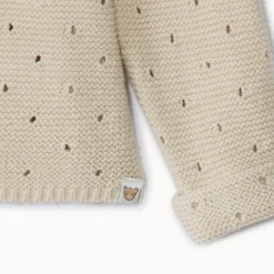 Gilet en tricot uni en maille pointelle effet ajouré pour bébé fille