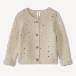 Gilet en tricot uni en maille pointelle effet ajouré pour bébé fille