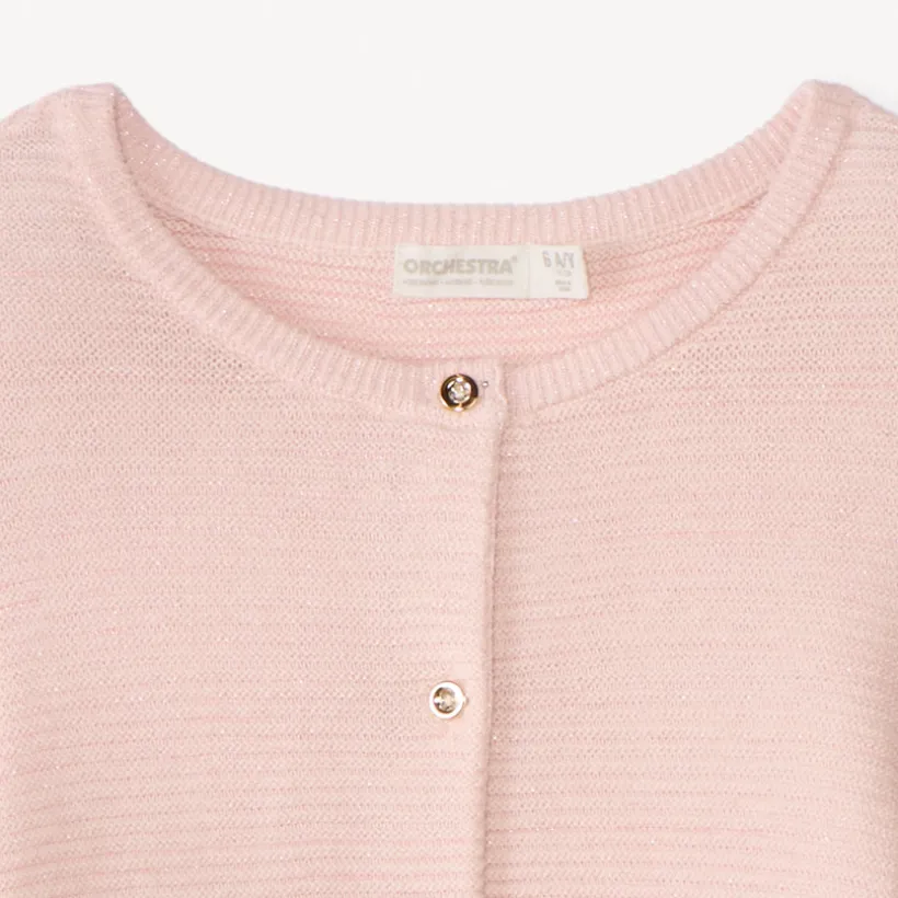 Gilet en tricot uni fantaisie et scintillant pour fille