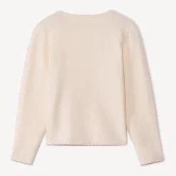 Gilet en tricot uni festonné pour fille