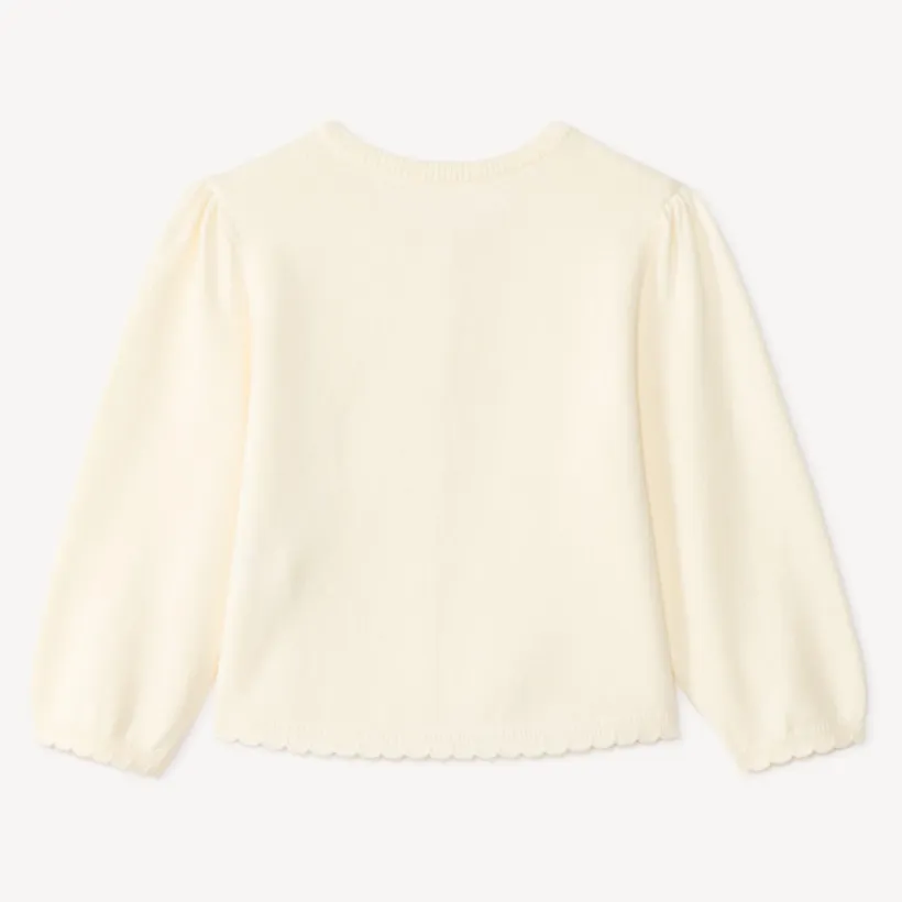 Gilet en tricot uni festonné pour bébé fille