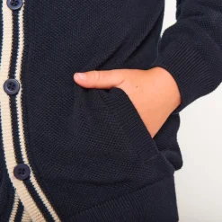 Gilet en tricot uni finition côtelée pour garçon