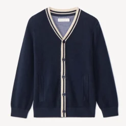 Gilet en tricot uni finition côtelée pour garçon