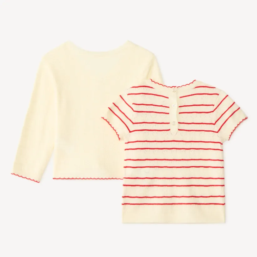 Gilet et t-shirt bébé fille en tricot fantaisie