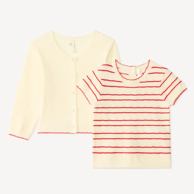 Gilet et t-shirt bébé fille en tricot fantaisie