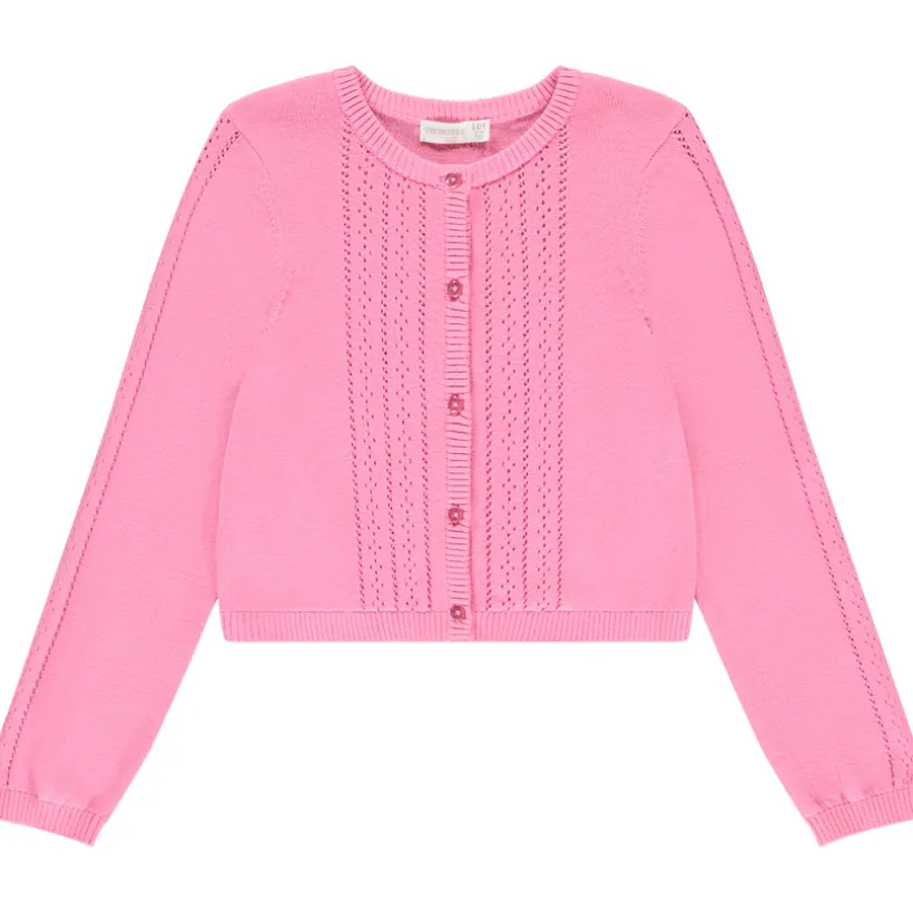 Gilet manches longues avec jeux de points pour fille