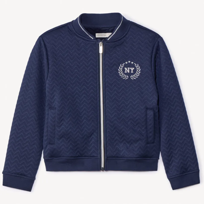 Gilet manches longues à col teddy et broderie pour fille