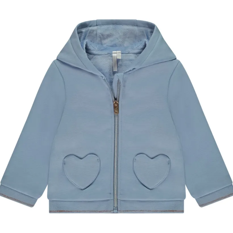 Gilet manches longues en molleton à poches cœur pour bébé fille