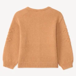 Gilet manches longues en tricot et fleurs brodées pour bébé fille