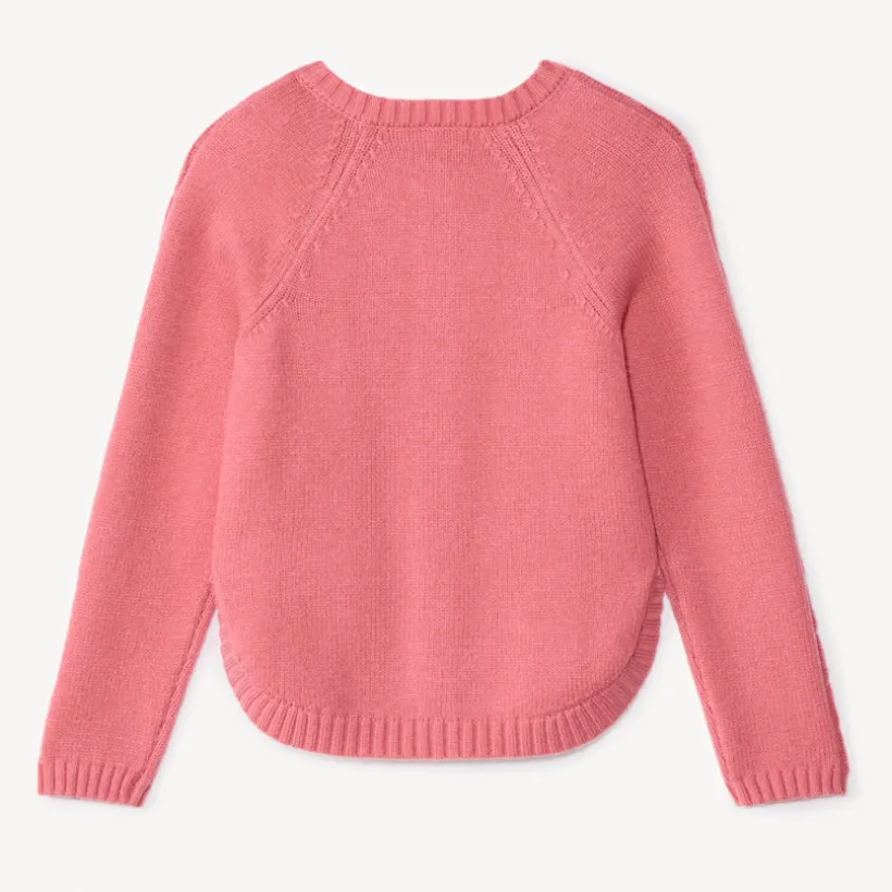 Gilet manches longues en tricot torsadé uni pour fille