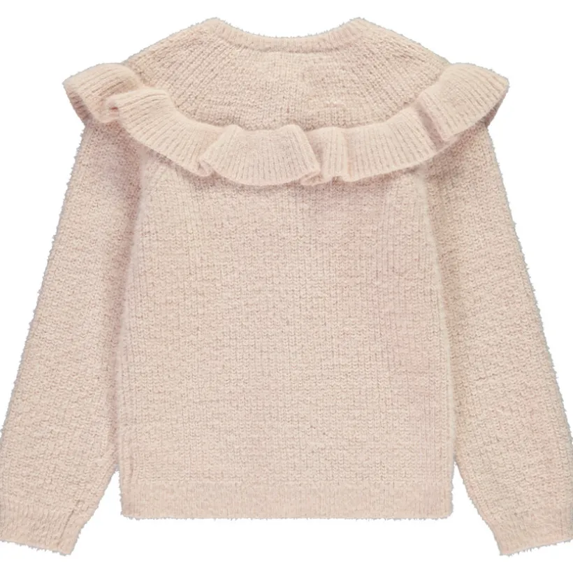 Gilet manches longues en tricot avec volantes pour fille