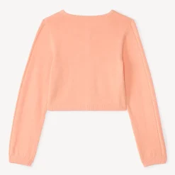 Gilet manches longues en tricot fantaisie uni pour fille