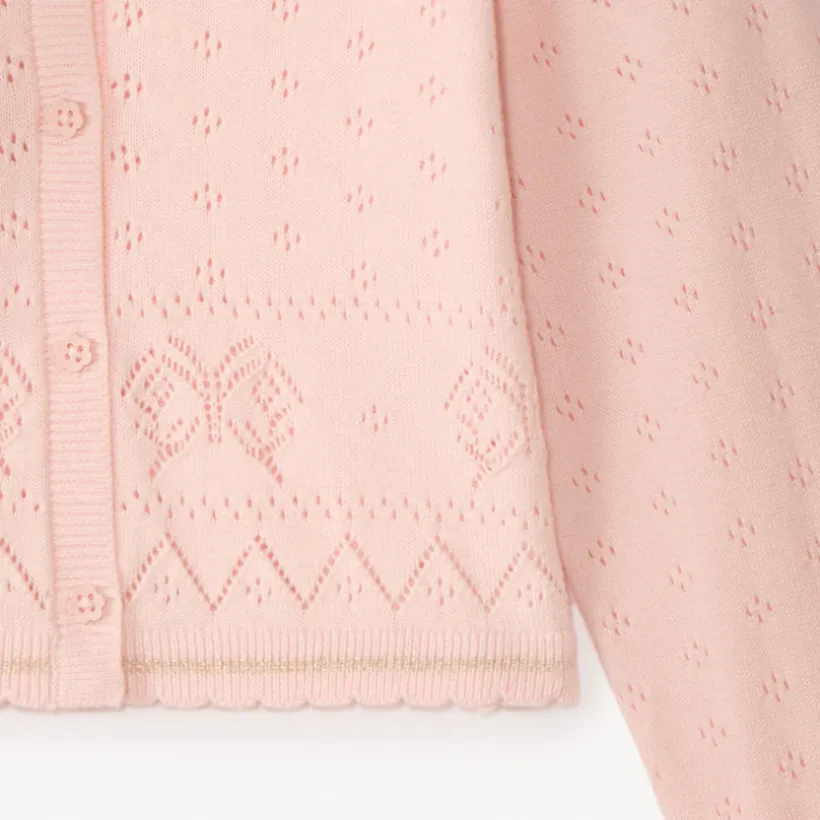 Gilet manches longues en tricot fantaisie pour fille