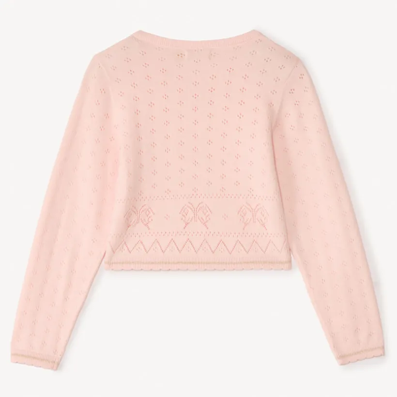 Gilet manches longues en tricot fantaisie pour fille