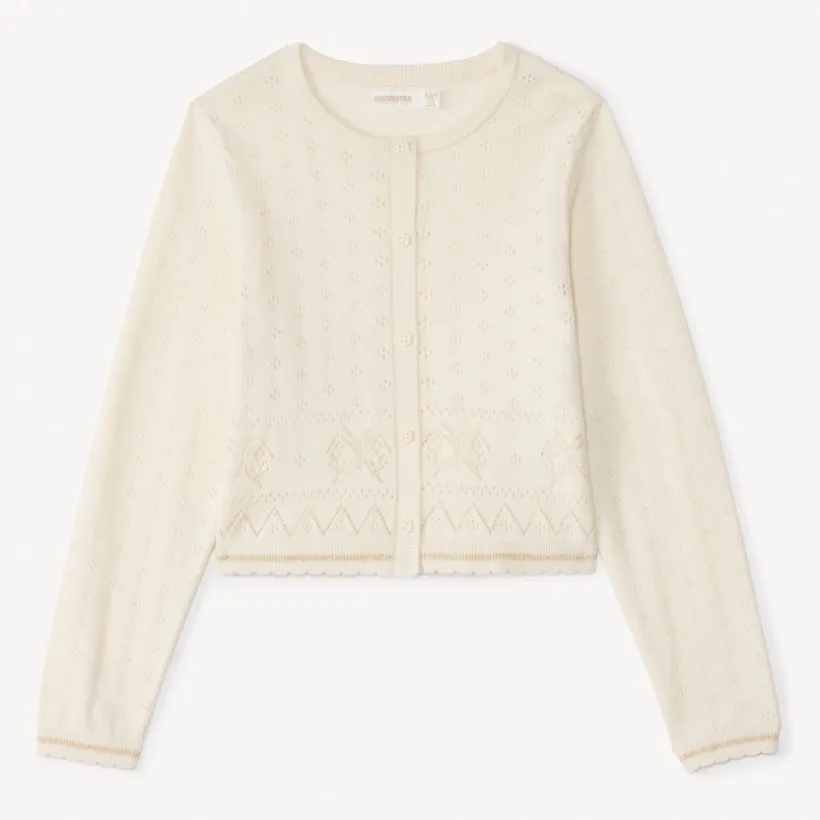 Gilet manches longues en tricot fantaisie pour fille