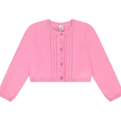 Gilet manches longues en tricot et pointelle pour bébé fille