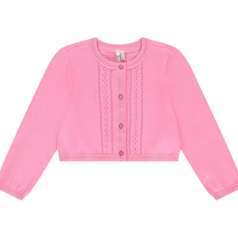 Gilet manches longues en tricot et pointelle pour bébé fille