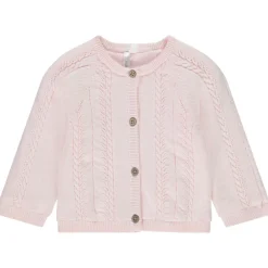 Gilet manches longues uni en tricot doublé pour bébé fille