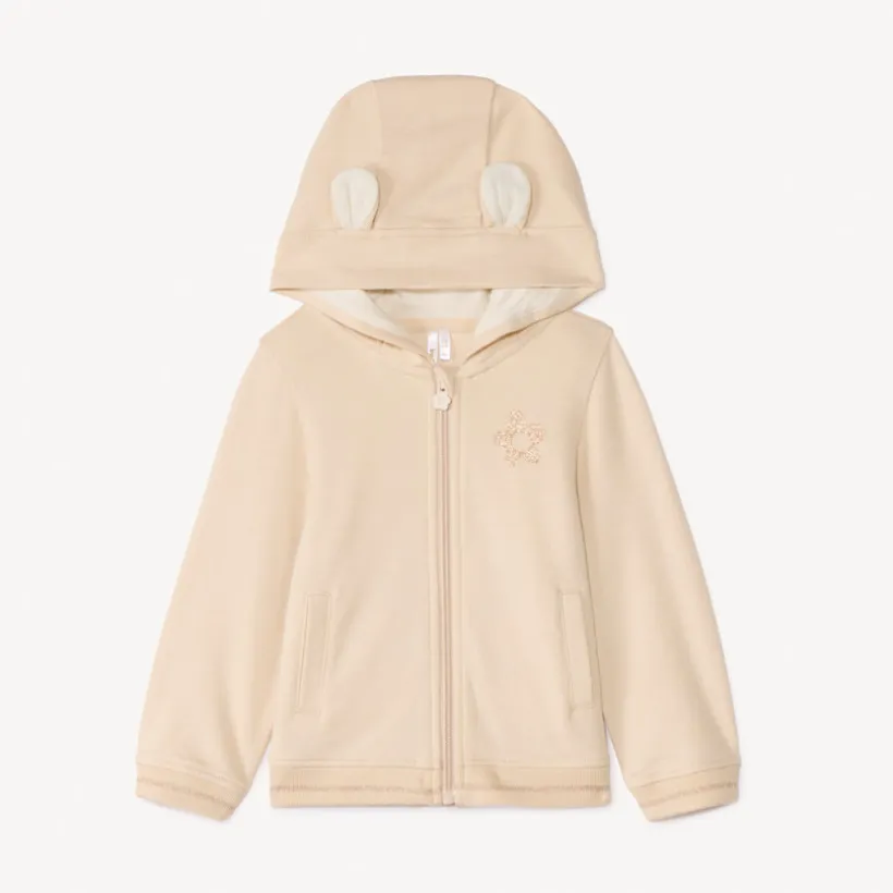 Gilet molleton à capuche ludique pour bébé fille