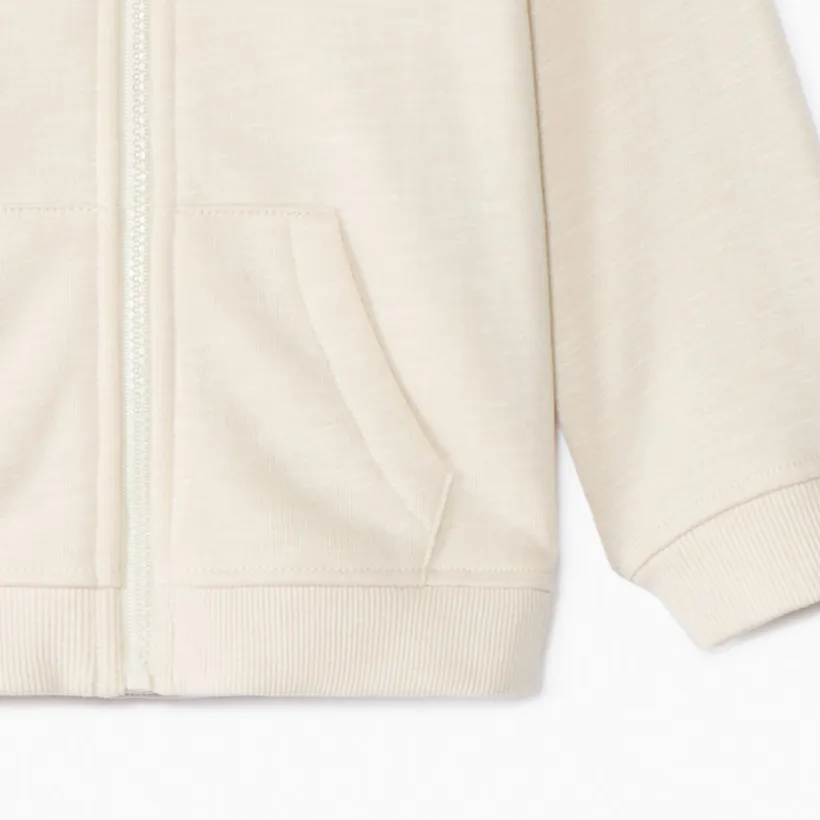 Gilet molleton uni à capuche ourson pour bébé garçon