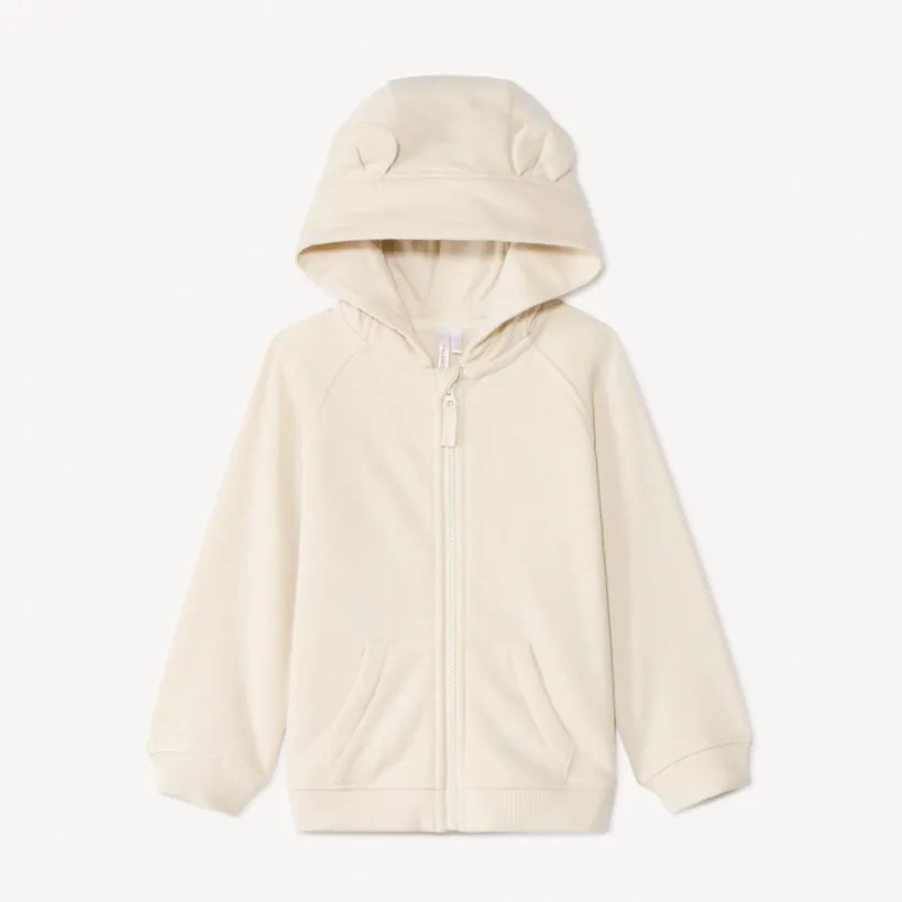 Gilet molleton uni à capuche ourson pour bébé garçon
