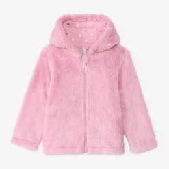 Gilet polaire en sherpa uni avec capuche pour bébé fille