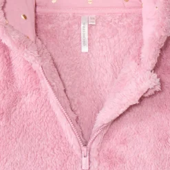 Gilet polaire en sherpa uni avec capuche pour bébé fille