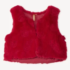 Gilet sans manches effet fourrure à rosaces pour bébé fille