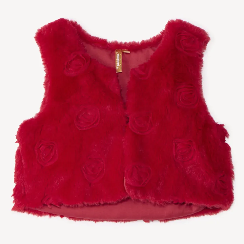 Gilet sans manches effet fourrure à rosaces pour bébé fille