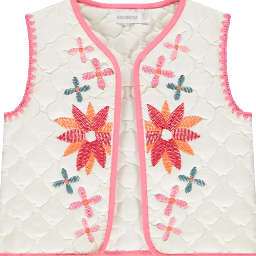 Gilet sans manches en voile brodé fantaisie pour fille