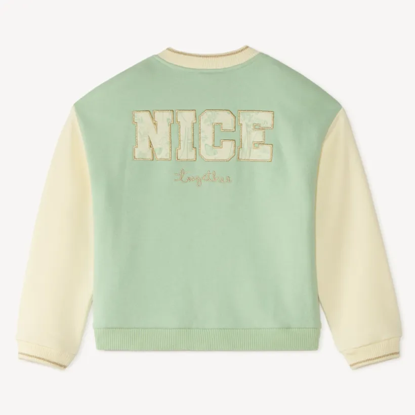 Gilet style teddy en molleton broderie fantaisie pour fille