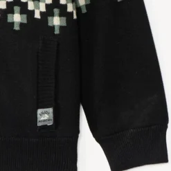 Gilet tricot doublé à motifs jacquard esprit Aztèque pour garçon