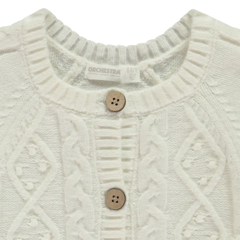 Gilet tricot uni avec torsade fantaisie pour fille