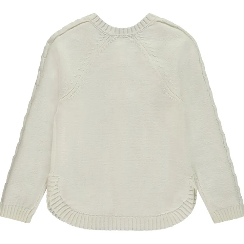 Gilet tricot uni avec torsade fantaisie pour fille