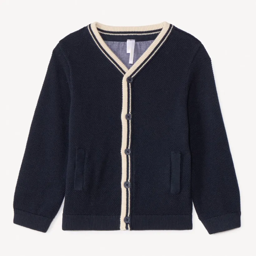 Gilet tricot uni en chambray pour bébé garçon