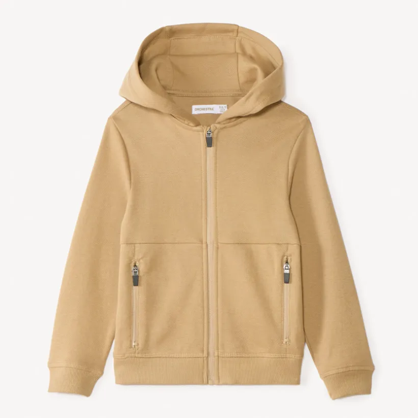 Gilet uni à capuche et poches zippées pour garçon