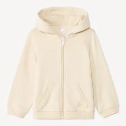 Gilet uni en molleton avec cœur lurex brodé pour bébé fille
