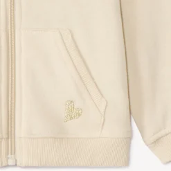 Gilet uni en molleton avec cœur lurex brodé pour bébé fille
