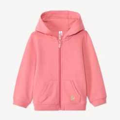 Gilet uni en molleton avec cœur lurex brodé pour bébé fille