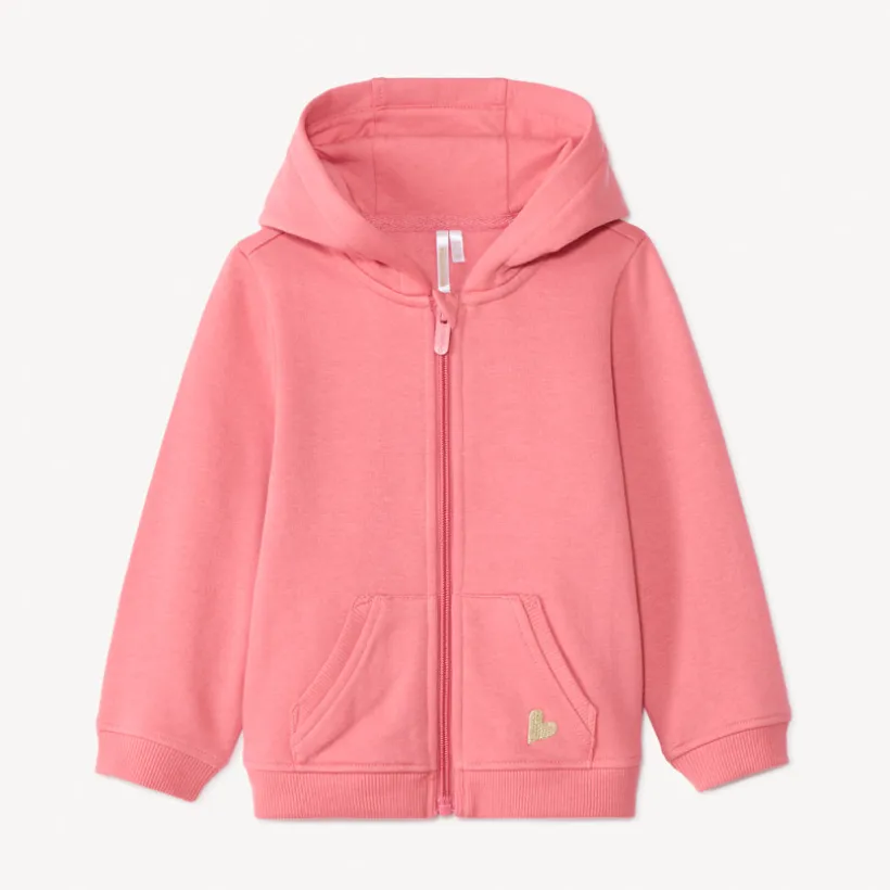 Gilet uni en molleton avec cœur lurex brodé pour bébé fille