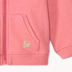 Gilet uni en molleton avec cœur lurex brodé pour bébé fille