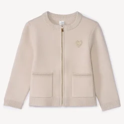 Gilet zippé en tricot coupé-cousu pour bébé fille