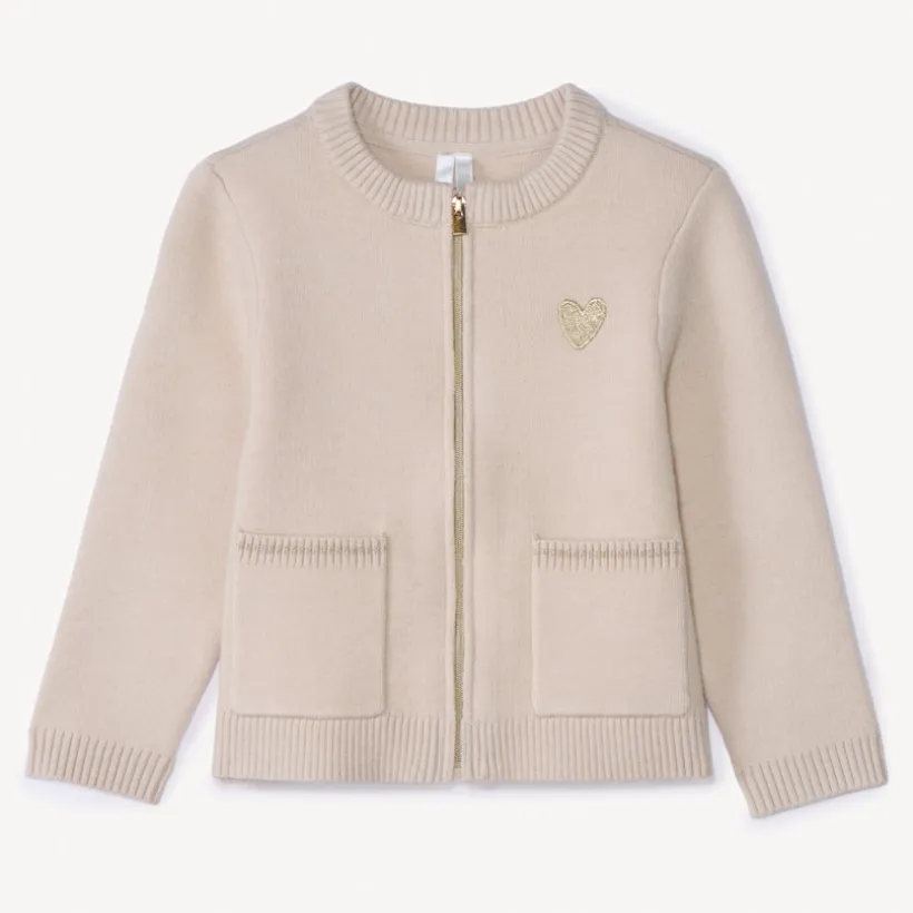 Gilet zippé en tricot coupé-cousu pour bébé fille
