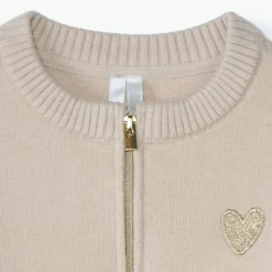 Gilet zippé en tricot coupé-cousu pour bébé fille