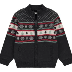 Gilet zippé en tricot jacquard esprit Noël pour garçon